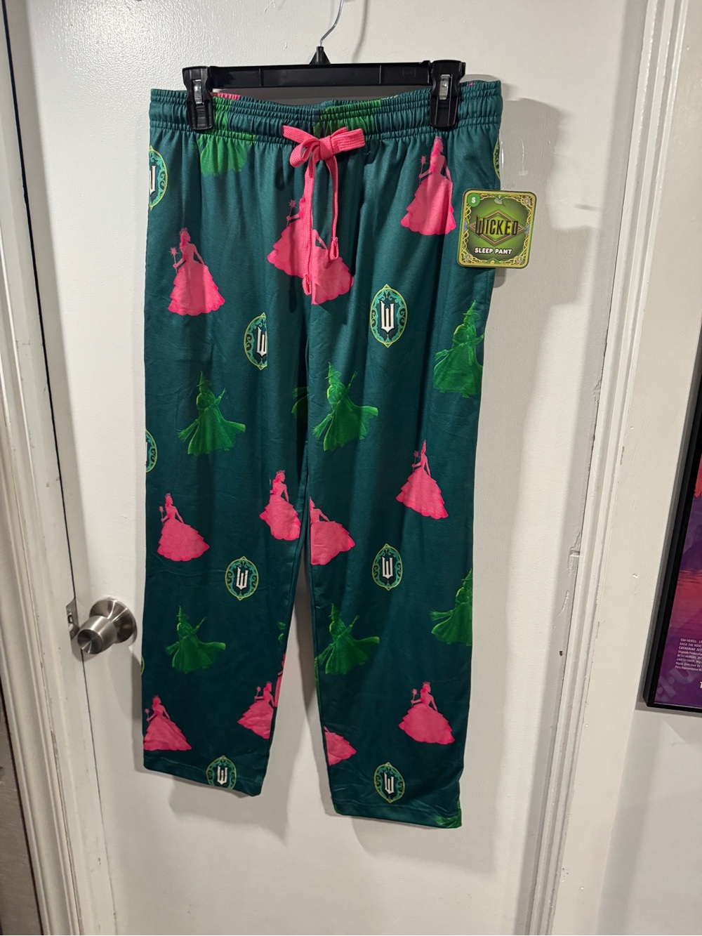 Wicked Licensed Women's Green Sleep Pants with Pink Accents